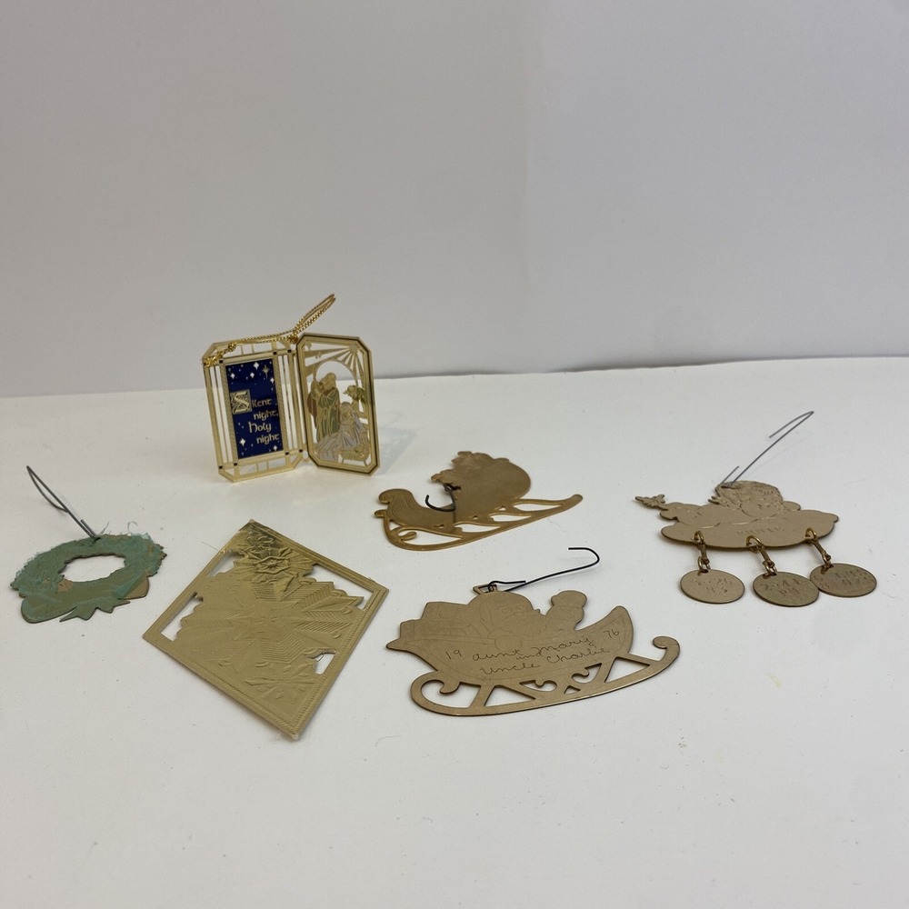 lot of 6 gold tone Holiday Ornament  Decor